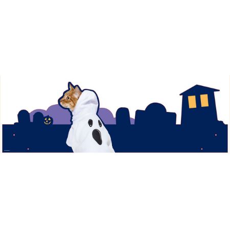 Picture of AUG-25 SEASONAL WALL D - CAT IN GHOST COSTUME